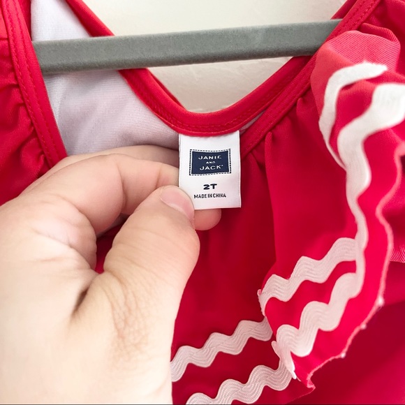 JANIE AND JACK Red Ruffle Little Girls One Piece Swim Suit 2T - Picture 4 of 4